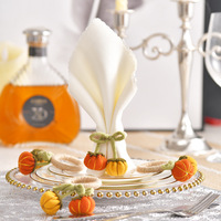 Anneaux de serviette classiques européens américains pour Halloween, porte-serviettes en tissu tissé fait à la main pour les fêtes de récolte d'automne