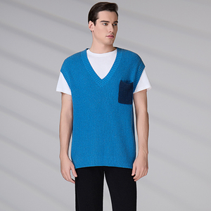 Custom Logo High Quality Knitted Tank Top Autumn V Neck Knitwear Sweater Sleeveless Knitted <b>Vest</b> for Men - Product Image 5