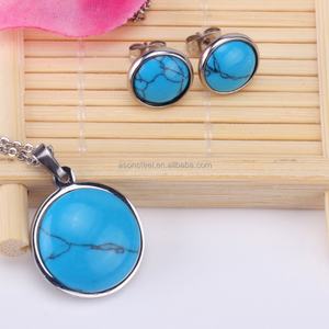 Collier en acier inoxydable avec saphir texturé, prix de gros, collection 2022, pour femme - Product Image 4