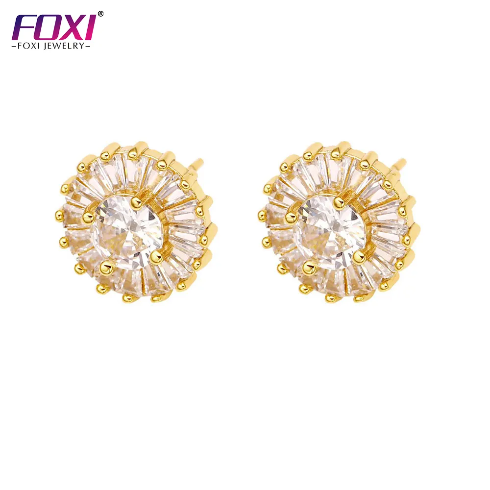 Foxi-pendientes redondos de oro de 18k para mujer, joyería de alta calidad, gran círculo, accesorios, sin baño, Brasil, 2023