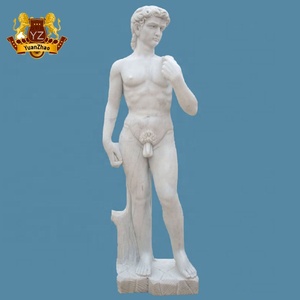 Estatua de David de Mármol Blanco de Tamaño Real, Estatua de Hombre Desnudo de Mármol, <span class=keywords><strong>Escultura</strong></span> <span class=keywords><strong>Romana</strong></span> de David en Venta - Product Image 4