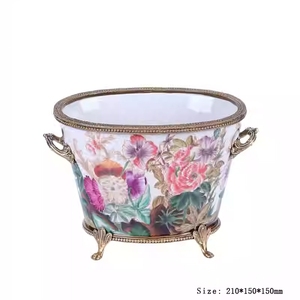 Vase en céramique bleu blanc en <span class=keywords><strong>porcelaine</strong></span> ornement chinois créatif en forme de main maison salon arrangements floraux meuble TV jardin - Product Image 4