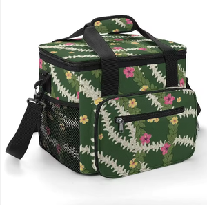Sac isotherme de pique-nique portable, grande capacité, écologique, imperméable, personnalisé avec motif Puakenikeni Hawaïen - Product Image 2