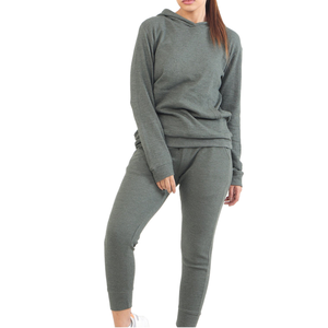 Salva Impex Sweat à capuche surdimensionné à manches longues pour femmes Confortable Olive Solid Color Ribbed Ourlet Poignets New Style Yoga Sportswear - Product Image 1