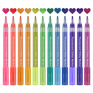 Hete Promotionele Glitter Marker Pen Neon Marker Voor Volwassen Kleurboeken Journaling Crafting Doodling Tekening - Product Image 3