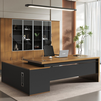 Table de Bureau en Bois de Direction Moderne Luxe en L pour PDG et Manager, Bureau Exécutif en Bois pour Mobilier de Bureau