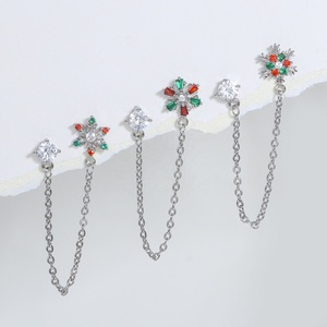 <span class=keywords><strong>Gaby</strong></span>-pendientes de acero inoxidable para mujer, arete de cartílago con diseño navideño de nieve, con cadena, joyería piercing para el cuerpo - Product Image 3