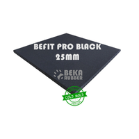 Dalles de sol sportives en caoutchouc SBR recyclé noir BEFIT PRO 25 mm, moulées à froid, 1 m x 1 m, haute densité, haute absorption des chocs, usage intensif