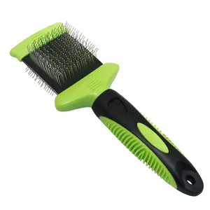 YUE Two Sizes Double Sides Dog Grooming Tool Pet Slicker Hand Hair Brush