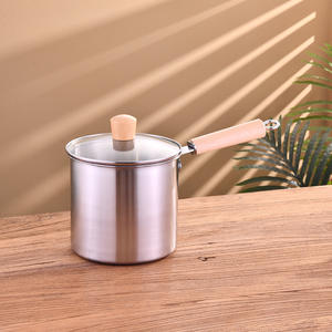 Sartén de Acero Inoxidable de 3.5L de Capacidad, <span class=keywords><strong>Freidora</strong></span> <span class=keywords><strong>con</strong></span> Cesta, Tapa de Vidrio, Mango de Madera para Cocinas de Gas e Inducción, Diseño Japandi, Duradera - Product Image 2