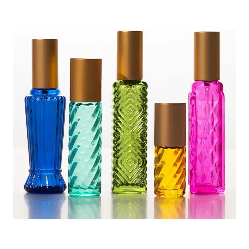 5ml 10ml 15ml Vintage Style Colored Glass Essential Oil Perfume Roller and Spray Bottles