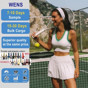 Ensemble de golf et de tennis respirant à col en V pour femmes, vêtements de tennis mi-plissés avec perforations, fabrication OEM ODM en gros - Product Image 1