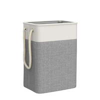 Panier de sac à linge portable pliable pliable en coton et lin