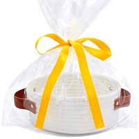 Panier de rangement en corde de coton poignée en cuir transfrontalière de vente chaude panier-cadeau en tissu pour le stockage de décoration de vacances