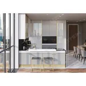 Высококачественная Глянцевая домашняя мебель Lxuxury, лакированный кухонный шкаф, Комплект кухонных шкафов