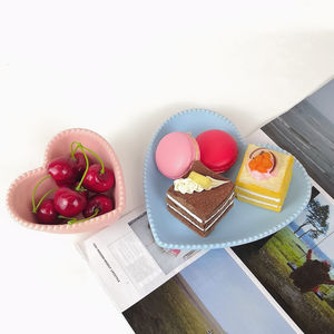 Assiette à Dessert en céramique gâteau, forme de cœur en céramique tailles différentes, vaisselle assiette à Dessert, bol à la mode doux pour la maison, <span class=keywords><strong>Restaurant</strong></span> rose 1 pièce - Product Image 2