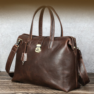 Sac <span class=keywords><strong>de</strong></span> médecin en cuir pleine fleur vintage résistant à l'usure, avec fermeture éclair oblique, pouvant contenir un ordinateur portable <span class=keywords><strong>de</strong></span> 14,2 pouces - Product Image 1