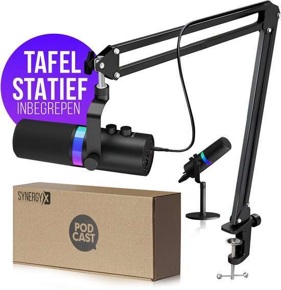 XLR/USB Studio Microphone Professional Dynamic Gaming Mic Wired RGB Lighting Noise Cancelling for Podcast Recording Live
