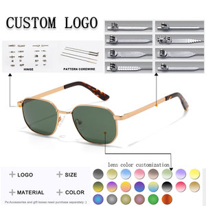 Lunettes de soleil rectangulaires en métal, monture noire pleine, protection UV400, unisexe, style adulte - Product Image 2