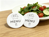 Carte de menu NFC personnalisée en époxy avec dos autocollant, autocollant de table imperméable pour commande numérique de menu de restaurant
