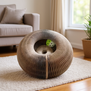 Rascador para Gatos Plegable y Portátil con Diseño Minimalista para Gatos de Interior, Hecho de Cartón Resistente, Estructura de 1 Nivel, Sol - Product Image 2