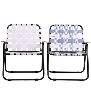 Chaise pliante d'extérieur moderne en bois massif avec sangle en acier inoxydable pour le camping, le barbecue et la sieste - Mobilier d'extérieur - Product Image 1