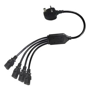 BS1363 standard Y splitter power cord UK plug to 4 x IEC C13 female mains lead cable with ASTA certification