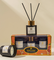Ensemble de diffuseurs de parfum et bougies artisanales de luxe, bougies en verre d'aromathérapie, décoration intérieure écologique, coffret cadeau souvenir pour la maison