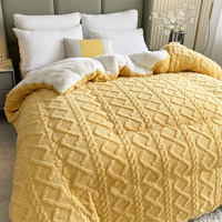 Vente en gros de parures de lit en flanelle sherpa jaune, en velours tufté, 100% polyester, style américain, chaudes pour l'hiver