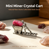 Chariot de mineur en métal en gros avec cristal brut naturel, décor de bureau pour collectionneur, cadeau, fournisseur en gros