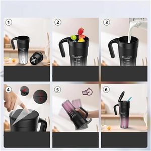 เครื่องปั่นแบบพกพาขนาด 16 ออนซ์ ชาร์จไฟได้ ทำความสะอาดตัวเองได้ ใช้พอร์ต USB ดีไซน์มินิ สำหรับใช้งานกลางแจ้งและในรถยนต์ ใบมีดแบบ Ultra - Product Image 5