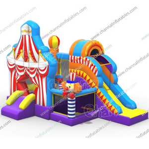 Combo de circo inflable Ball Pit logotipo personalizado inflable Lilo Bouncers Party Climbing Triangle Castle Casa de burbujas de alta calidad - Product Image 1