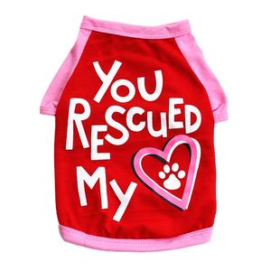 เสื้อกั๊กฤดูร้อนสำหรับสุนัขทำจากโพลีเอสเตอร์น่ารักพร้อมพิมพ์ลายเสื้อผ้าสัตว์เลี้ยงขนาดเล็กที่มีตัวอักษร "คุณช่วยชีวิตใจฉัน" สำหรับฤดูใบไม้ผลิ - Product Image 2