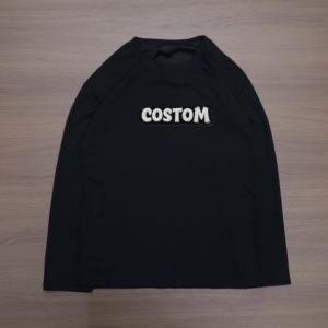 T-shirt streetwear à manches longues en coton gaufré épais imprimé numériquement avec motif, 300 grammes, pour homme - Product Image 4