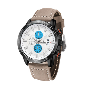Reloj deportivo clásico de cuarzo analógico para hombre, correa de cuero genuino, caja de acero inoxidable con puntero <span class=keywords><strong>Exactime</strong></span>, esfera de cristal para ventana - Product Image 6