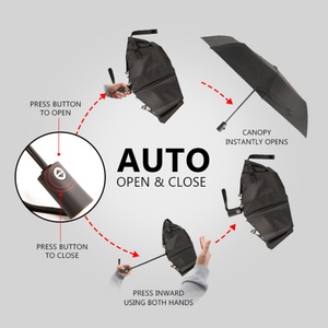 กล่องของขวัญแบบเปิดอัตโนมัติสองชั้น แบรนด์ดีไซเนอร์สุดหรู ร่มโครงเหล็กพับ 3 ตอน ซี่โครงไฟเบอร์กลาส ควบคุมด้วยมือ - Product Image 6