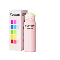 Botella de Agua Aislada de 24 oz, Acero Inoxidable 304, Color Macaron, Tapa Abatible, para la Escuela, Senderismo Diario, Adultos, Botella de Vacío