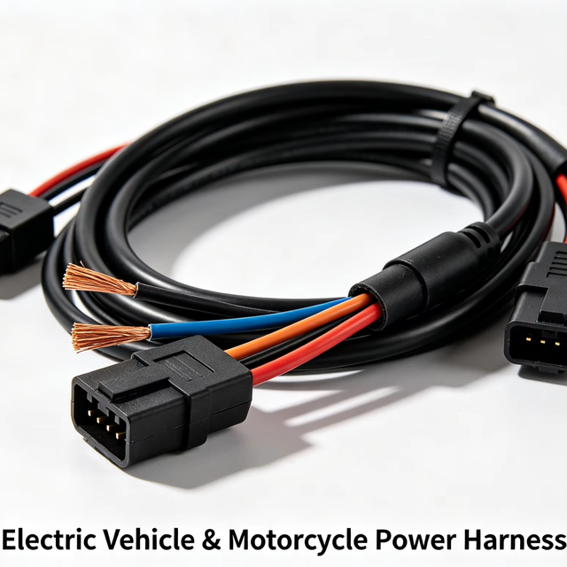 Custom Electric Bike Motorcycle Power Wiring Harness High Current Waterproof Copper Wire Harness for E-scooter Tricycle