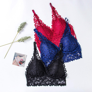 Soutien-gorge d'été en <span class=keywords><strong>dentelle</strong></span>, soutien-gorge doux, dos nu, décolleté en V, sans armature, confortable, sous-vêtement Floral, Style français, <span class=keywords><strong>Bralette</strong></span> - Product Image 5
