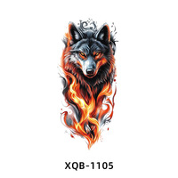 Nouveau Design Tatouage Temporaire Réaliste Noir 3D Feu Lion Tigre Loup Fleur Crâne Halloween Faux Autocollants Tatouages Manchon Demi-Bras