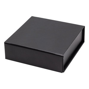 Geoto packaging stock black square small fold flat gift boxes with magnetic lid