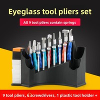 Kit d'outils de réparation et de traitement des lunettes avec pinces à poignée en caoutchouc, tournevis, support d'outils, outils antidérapants pour opticiens, kits optiques