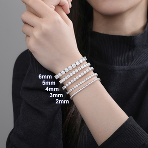 Envío Inmediato: Pulsera de Tenis de Moissanita de 2mm, 3mm, 4mm, 5mm, 6mm, Chapada en Oro de 18K, Hipoalergénica, Joyería Fina de Plata 925 <span class=keywords><strong>con</strong></span> Diamantes VVS - Product Image 2