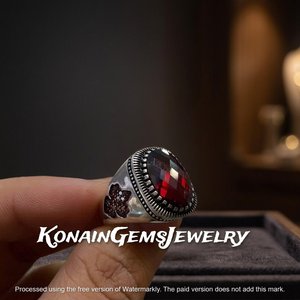 Handmade Natural Crystal Oval <b>Ring</b> | Traditional Gemstone <b>Rings</b> <b>for</b> <b>Men</b> Women Alloy 925 <b>Silver</b> Plated - Product Image 3