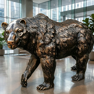 Orso <span class=keywords><strong>Grizzly</strong></span> Seduto in Bronzo Fatto a Mano - Dimensioni, Postura e Patina Personalizzabili, Opera d'Arte, Scultura di Orso in Bronzo - Product Image 1