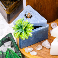 Boîte en cristal avec logo personnalisé pour la décoration intérieure Boîte de rangement en pierre naturelle sculptée à la main pour l'artisanat en cristal