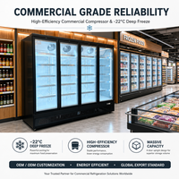 Congélateur vertical 4 portes OEM avec revêtement couleur, système de refroidissement par ventilateur et étagères réglables pour bar sportif et usage quotidien