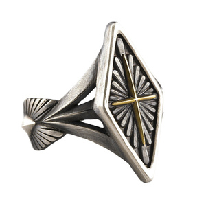 <span class=keywords><strong>Retro</strong></span> Creed Series Golden Cross Anel para Homens Cor Prata <span class=keywords><strong>Punk</strong></span> <span class=keywords><strong>Gothic</strong></span> Anel Ajustável Handmade Unisex Jóias Acessórios Presente - Product Image 6