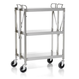 Novo Design Service Cart <span class=keywords><strong>3</strong></span> Tier Square Leg Trolley Dobrável De Aço Inoxidável Com <span class=keywords><strong>2</strong></span> Freios Roda <span class=keywords><strong>Para</strong></span> Restaurante Do Hotel - Product Image 1