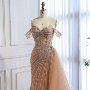 Abito da sera a sirena Serene Hill LA73139 color nudo con spalle scoperte e perline, con gonna, per feste formali e matrimoni <span class=keywords><strong>2026</strong></span> - Product Image 6